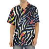 Abstract Zebra Pattern Print Aloha Shirt