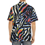 Abstract Zebra Pattern Print Aloha Shirt