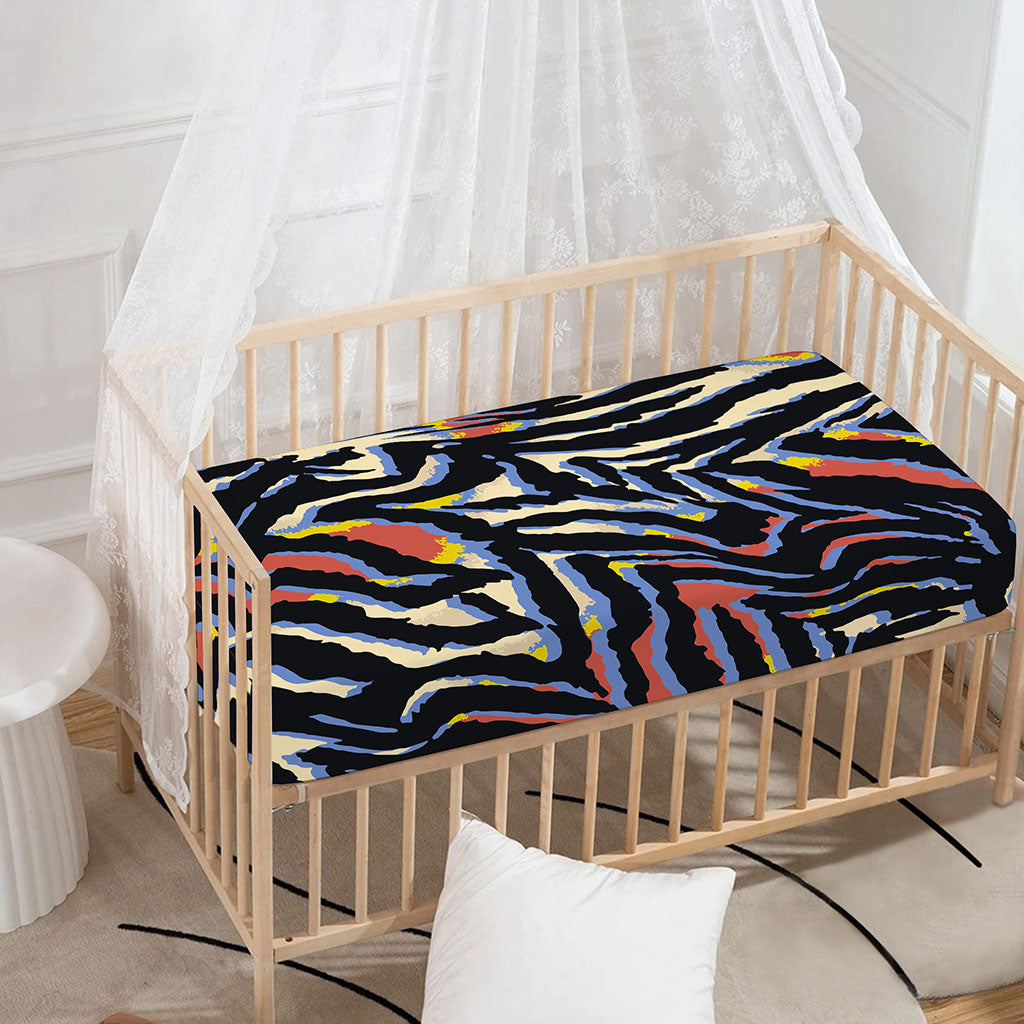 Abstract Zebra Pattern Print Baby Crib Sheet