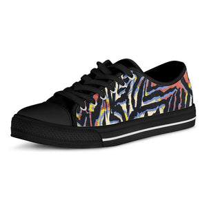 Abstract Zebra Pattern Print Black Low Top Sneakers