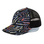 Abstract Zebra Pattern Print Black Mesh Trucker Cap