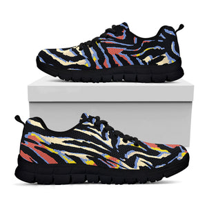 Abstract Zebra Pattern Print Black Running Shoes