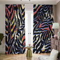 Abstract Zebra Pattern Print Dimout Pencil Pleat Curtains