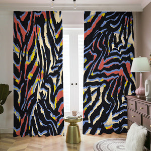 Abstract Zebra Pattern Print Blackout Pencil Pleat Curtains