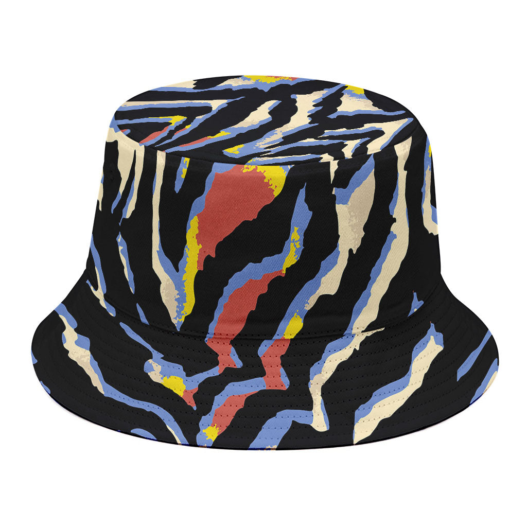 Abstract Zebra Pattern Print Bucket Hat