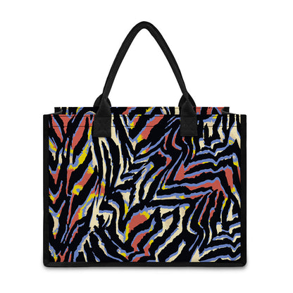 Abstract Zebra Pattern Print Canvas Tote Bag