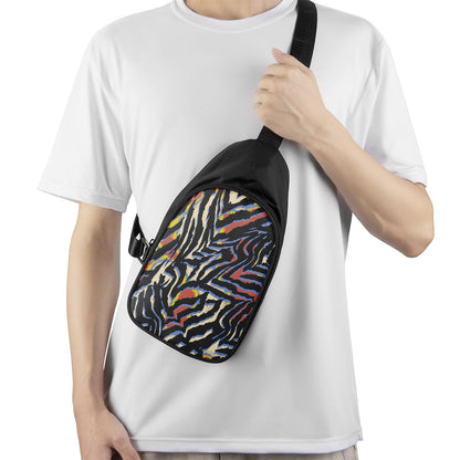 Abstract Zebra Pattern Print Chest Bag