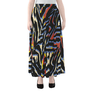 Abstract Zebra Pattern Print Chiffon Maxi Skirt