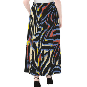 Abstract Zebra Pattern Print Chiffon Maxi Skirt