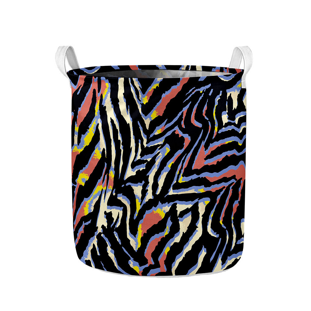 Abstract Zebra Pattern Print Collapsible Laundry Basket