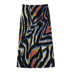 Abstract Zebra Pattern Print Cotton Front Slit Maxi Skirt