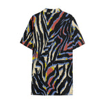 Abstract Zebra Pattern Print Cotton Hawaiian Shirt