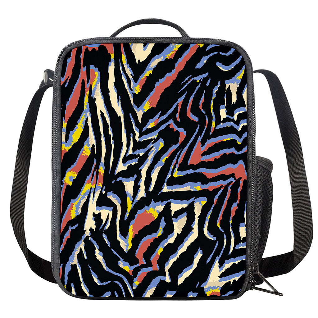 Abstract Zebra Pattern Print Crossbody Lunch Bag