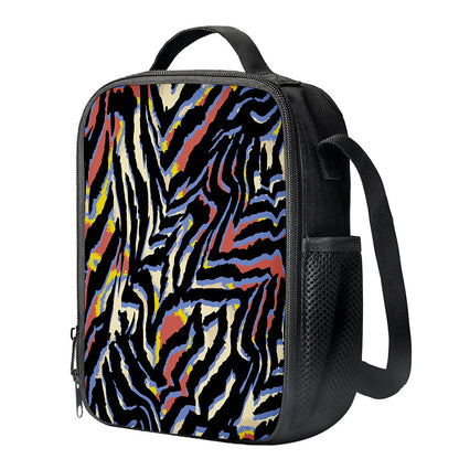 Abstract Zebra Pattern Print Crossbody Lunch Bag