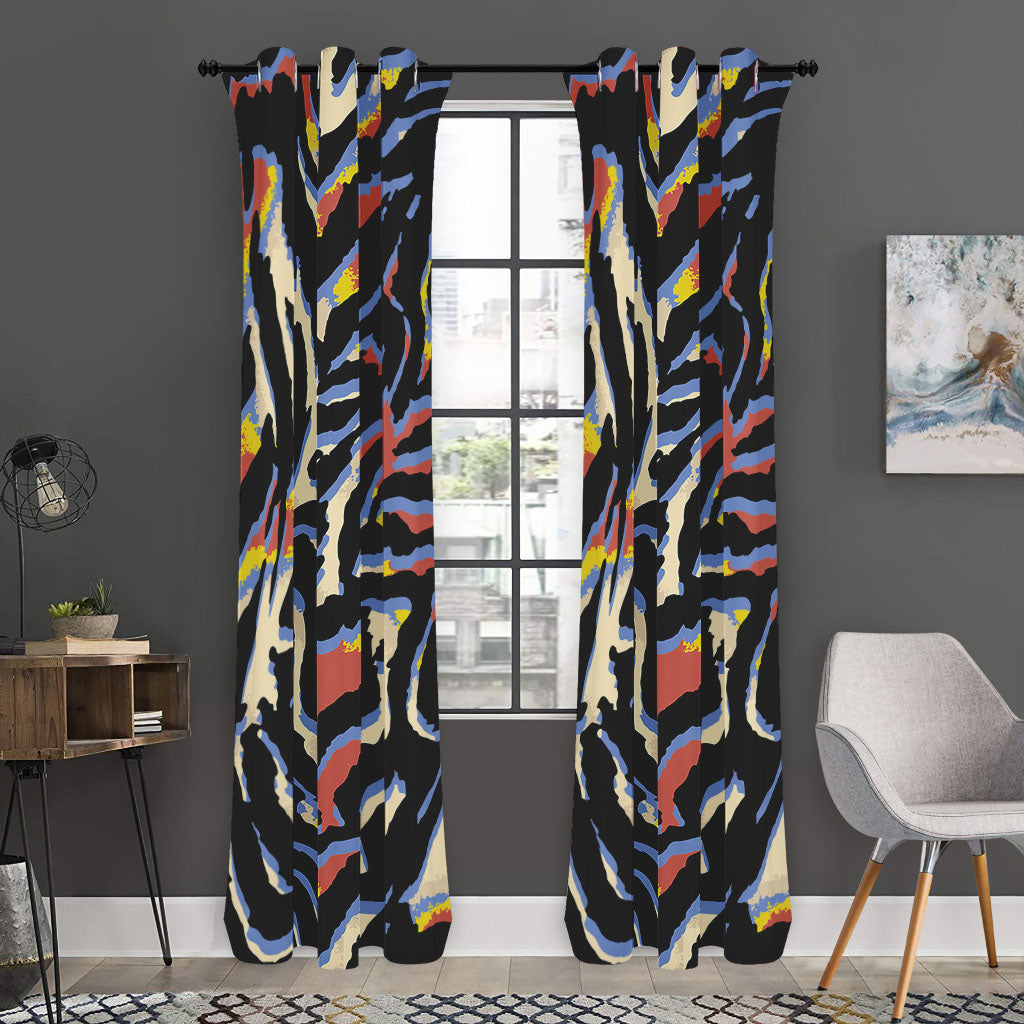 Abstract Zebra Pattern Print Curtain