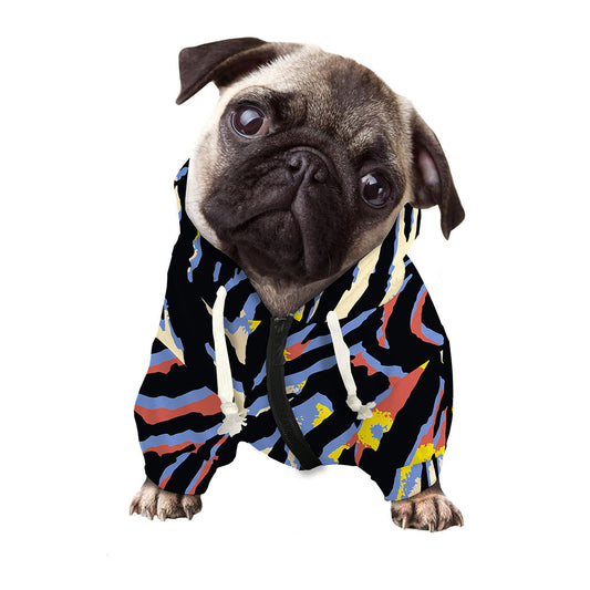 Abstract Zebra Pattern Print Dog Zip Up Hoodie