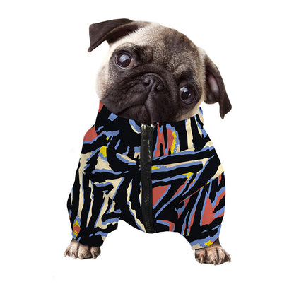 Abstract Zebra Pattern Print Dog Zip Up Jacket