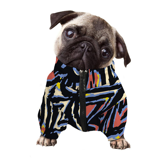 Abstract Zebra Pattern Print Dog Zip Up Jacket