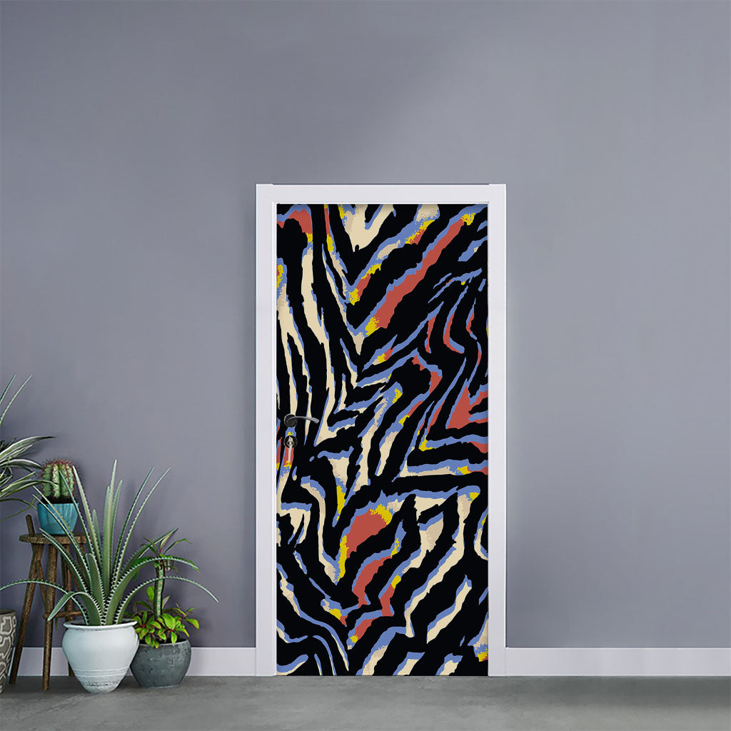 Abstract Zebra Pattern Print Door Sticker