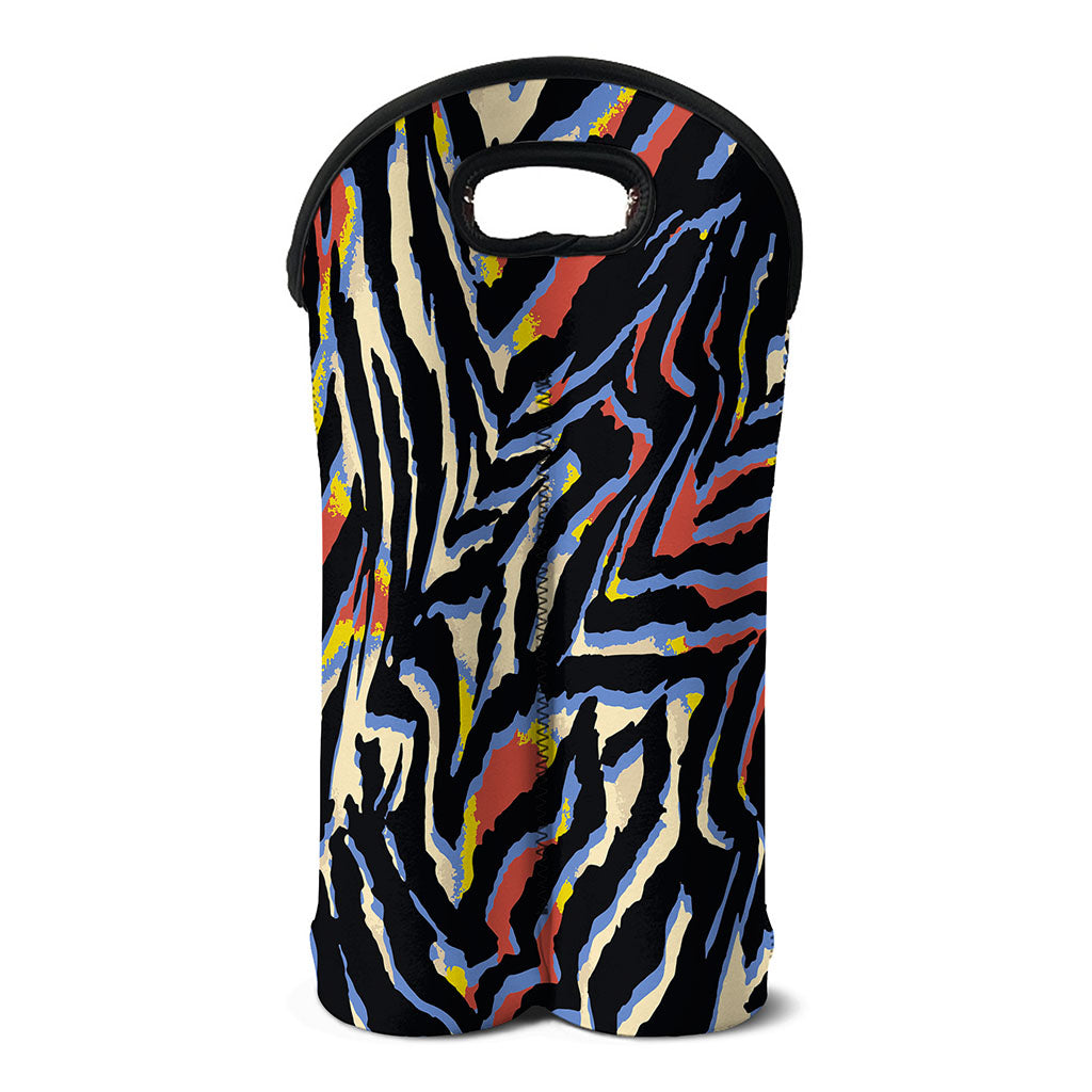Abstract Zebra Pattern Print Double Neoprene Wine Tote