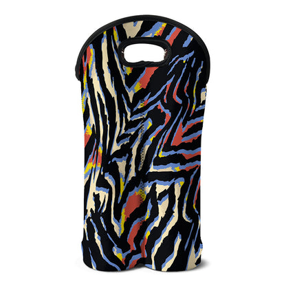 Abstract Zebra Pattern Print Double Neoprene Wine Tote