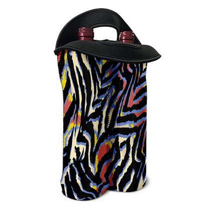 Abstract Zebra Pattern Print Double Neoprene Wine Tote