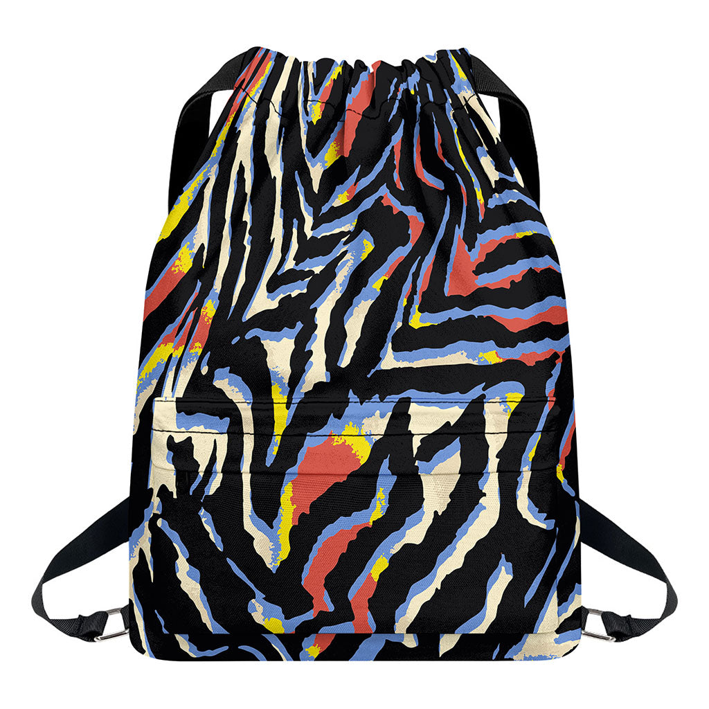 Abstract Zebra Pattern Print Drawstring Backpack