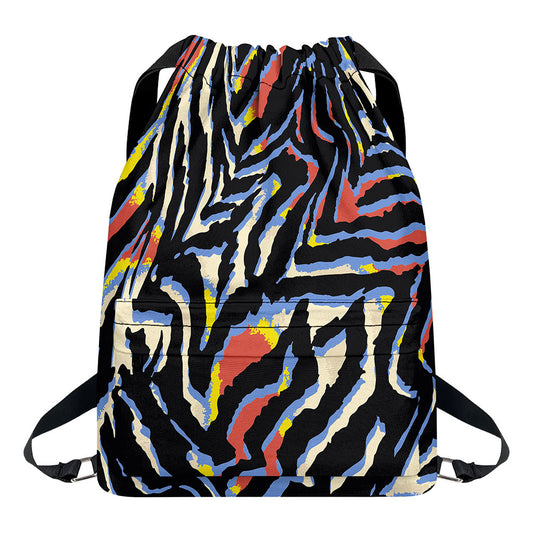 Abstract Zebra Pattern Print Drawstring Backpack