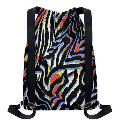 Abstract Zebra Pattern Print Drawstring Backpack