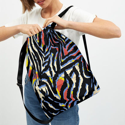 Abstract Zebra Pattern Print Drawstring Backpack
