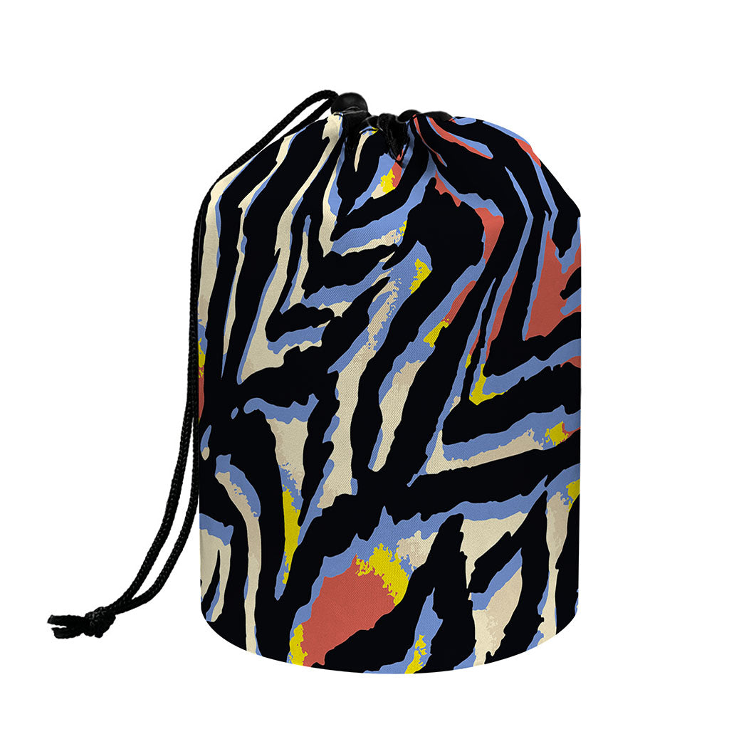 Abstract Zebra Pattern Print Drawstring Makeup Bag