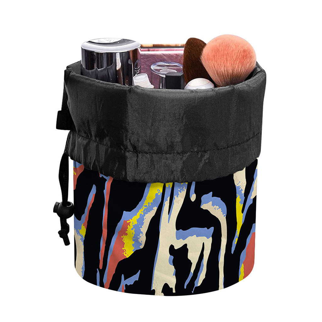 Abstract Zebra Pattern Print Drawstring Makeup Bag