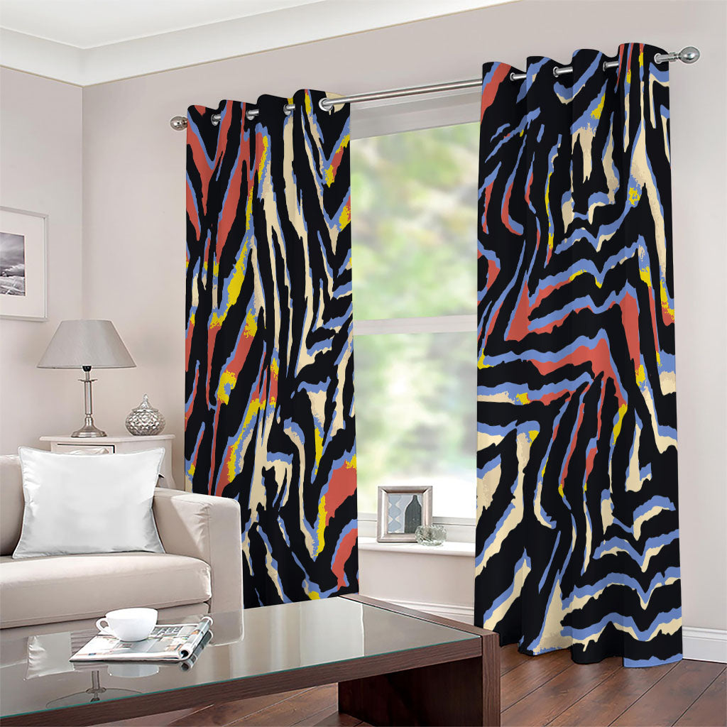 Abstract Zebra Pattern Print Extra Wide Grommet Curtains