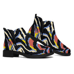 Abstract Zebra Pattern Print Flat Ankle Boots