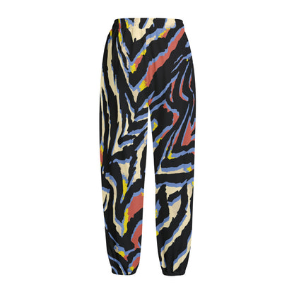 Abstract Zebra Pattern Print Fleece Lined Knit Pants