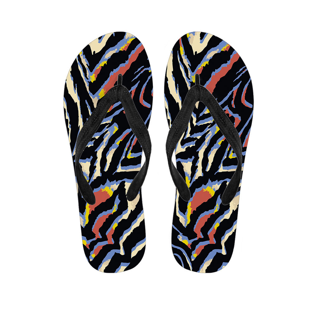 Abstract Zebra Pattern Print Flip Flops