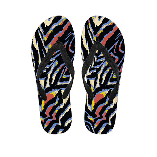 Abstract Zebra Pattern Print Flip Flops