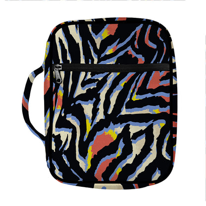 Abstract Zebra Pattern Print Front Pocket Bible Bag