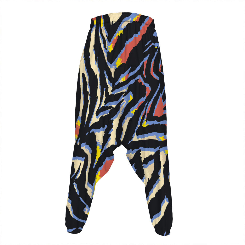 Abstract Zebra Pattern Print Hammer Pants