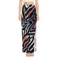 Abstract Zebra Pattern Print High Slit Maxi Skirt