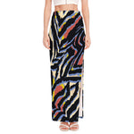 Abstract Zebra Pattern Print High Slit Maxi Skirt