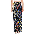 Abstract Zebra Pattern Print High Slit Maxi Skirt