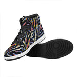 Abstract Zebra Pattern Print High Top Leather Sneakers