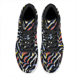 Abstract Zebra Pattern Print High Top Leather Sneakers