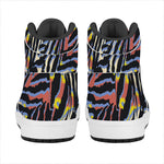 Abstract Zebra Pattern Print High Top Leather Sneakers
