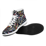 Abstract Zebra Pattern Print High Top Leather Sneakers