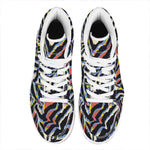 Abstract Zebra Pattern Print High Top Leather Sneakers