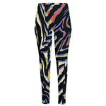 Abstract Zebra Pattern Print High-Waisted Pocket Leggings