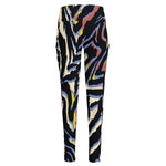 Abstract Zebra Pattern Print High-Waisted Pocket Leggings