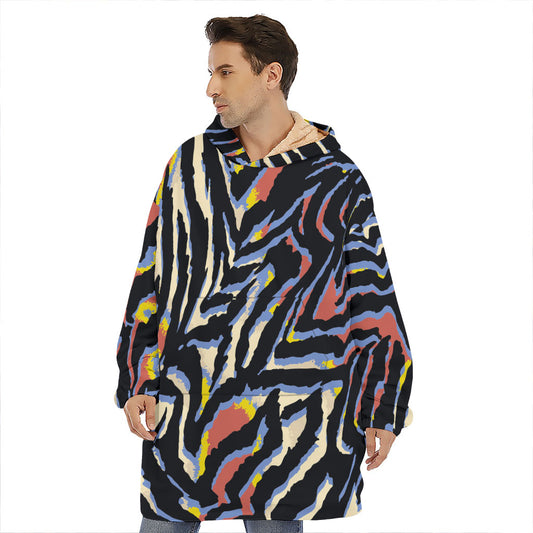 Abstract Zebra Pattern Print Hoodie Blanket